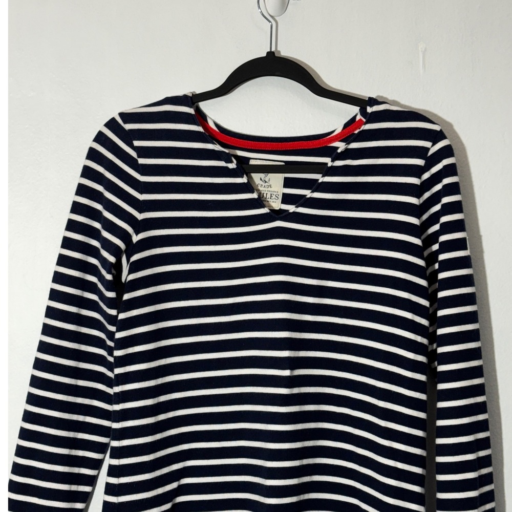Joules Harbour Notch Neck Breton Striped Blue/White Long Sleeve Shirt US Size 6 - Picture 4 of 16
